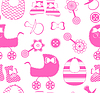 Vector clipart: seamless background with newborn girl