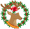 Vector clipart: christmas deer wreath of holly berries