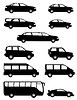 Векторный клипарт: набор иконок легковых автомобилей с различными органами Blac