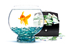 Goldfish with money | Stock Foto