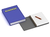 Notebook mit Stift und Buch über Wirtschaft | Stock Illustration