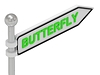 Photo 300 DPI: BUTTERFLY word on arrow pointer