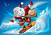 Vector clipart: santa on the snowboard