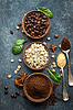 Photo 300 DPI: Coffee background, top view