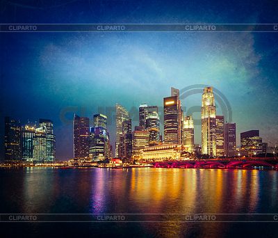 Singapur-Skyline in der Abend | Foto mit hoher Auflösung |ID 4680551