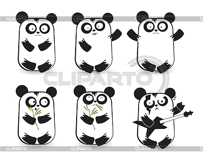 Conjunto de pandas lindo | Ilustración vectorial de stock |ID 3670314