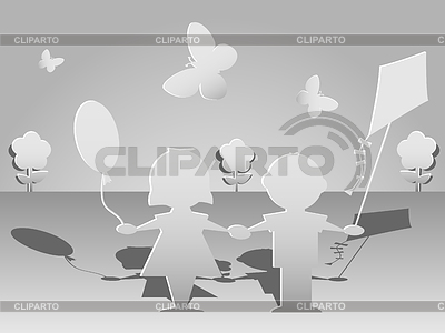 Una niña y un niño | Ilustración vectorial de stock |ID 3687165