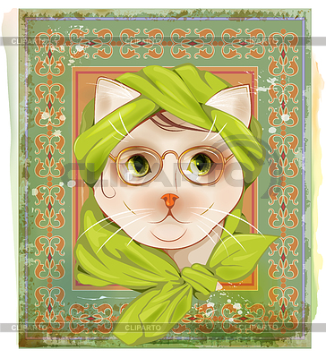 Portrait of cat with glasses on vintage background | Stock Vector Graphics |ID 5610202