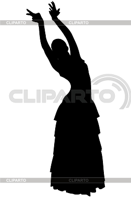Bosquejo de la muchacha en actitud de la danza flamenca | Ilustración vectorial de stock |ID 3470994