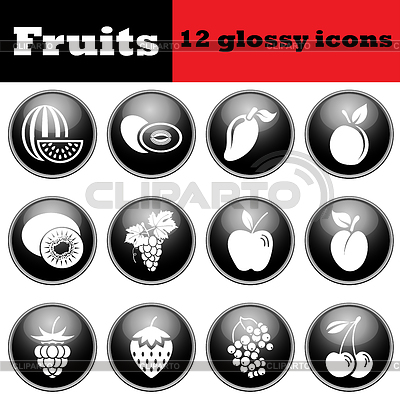 Conjunto de iconos brillantes de la fruta | Ilustración vectorial de stock |ID 5120154