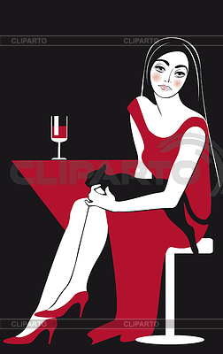 Woman beautiful in red and black cat | Stock Vector Graphics |ID 5105857