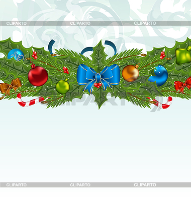 De fondo de Navidad con decoración de vacaciones | Ilustración vectorial de stock |ID 3446277