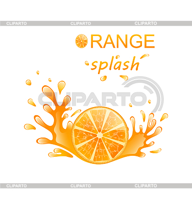 Slice of Orange with Splashing | Stock Vector Graphics |ID 5306894