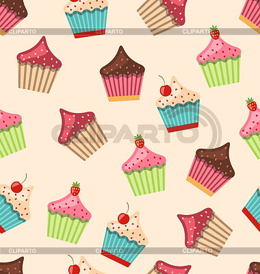 Patrón sin fisuras con las diferentes Muffins | Ilustración vectorial de stock |ID 5387879
