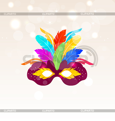 Colorida máscara del carnaval con plumas en Resplandeciente | Ilustración vectorial de stock |ID 5534710