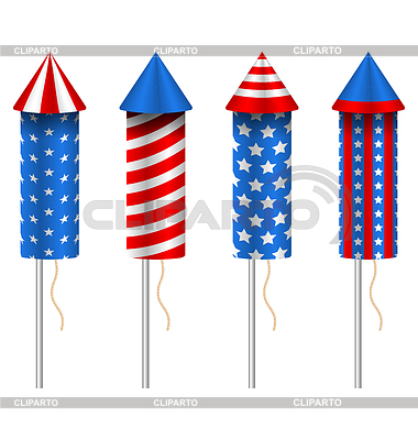 Conjunto de pirotécnicos Rockets, con el tradicional | Ilustración vectorial de stock |ID 5812548