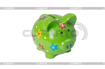Grüne Sparschwein oder Geld-Box auf weißem studio | Foto mit hoher Auflösung |ID 3514374