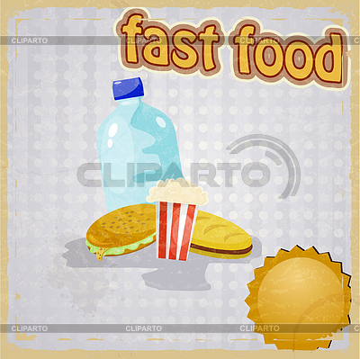 Fondo retro con la comida rápida | Ilustración vectorial de stock |ID 3547861