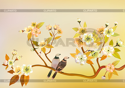 Sakura bird. postcard . menu. | Stock Vector Graphics |ID 3464278