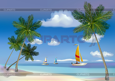 Das Meer, Yachten, Palmen. | Stock Vektorgrafik |ID 3678584