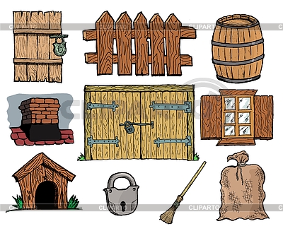 Conjunto de diferentes objetos vintage | Ilustración vectorial de stock |ID 3499737