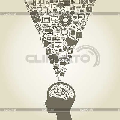 Computer cerebro | Ilustración vectorial de stock |ID 3472445