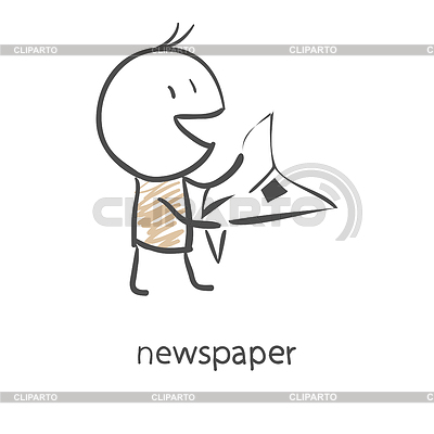Cartoon man reading newspaper | Stock Vector Graphics |ID 3672783