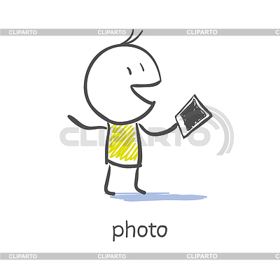 Man holds photo | Stock Vector Graphics |ID 3672948