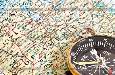 Compass and map North America | High resolution stock photo |ID 3498304