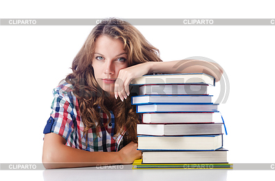 Student mit viele Bücher | Foto mit hoher Auflösung |ID 3429008