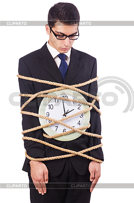Geschäftsmann gebunden an clock | Foto mit hoher Auflösung |ID 3693295