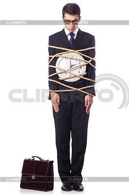 Businessman tied to clock | High resolution stock photo |ID 3701674