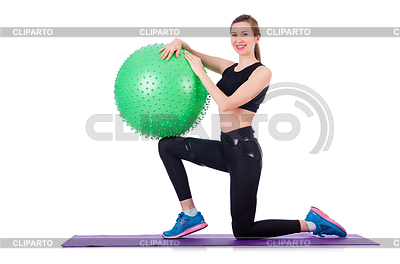 Mujer haciendo ejercicios con pelota | Foto de alta resolución |ID 3701839