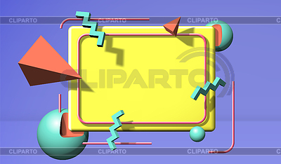 Marco de estilo abstracto de los años 90 con objetos voladores 3d un | Ilustración vectorial de stock |ID 7030910