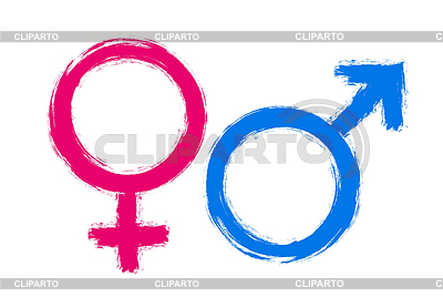 Weibliche und männliche Zeichen oder Symbole gezeichnet mit Pinsel | Stock Vektorgrafik |ID 7134494