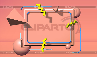 Marco de estilo abstracto de los años 90 con objetos voladores 3d un | Ilustración vectorial de stock |ID 7138644