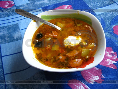 Soup in plate on table | High resolution stock photo |ID 3462362