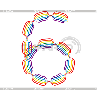 Número 6 hecha en colores del arco iris | Ilustración vectorial de stock |ID 3467837