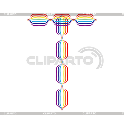 T carta hecha en colores del arco iris | Ilustración vectorial de stock |ID 3468268