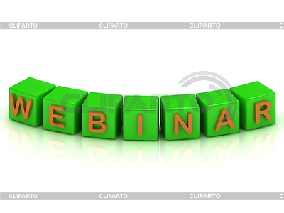 La inscripción en cubos de color verde: webinar | Ilustración de alta resolución |ID 3501715