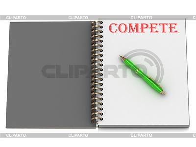 COMPETIR inscripción en la página notebook | Ilustración de alta resolución |ID 3600845