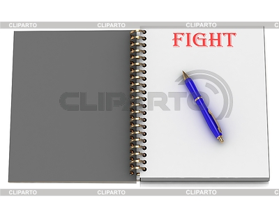 LUCHA palabra en la página notebook | Ilustración de alta resolución |ID 3602366