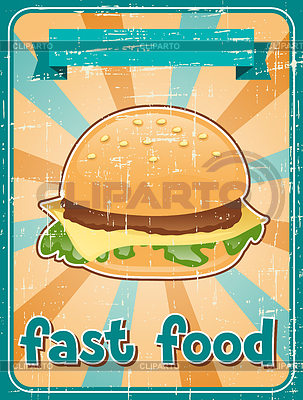 Fondo comida rápida de hamburguesas en estilo retro | Ilustración vectorial de stock |ID 3675671
