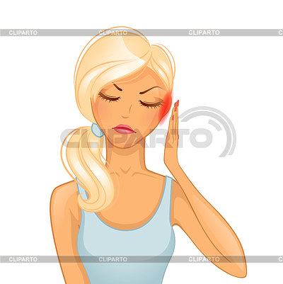 Mujer con dolor de cabeza | Ilustración vectorial de stock |ID 3506159
