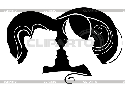 Silueta del hombre y de la mujer en el amor | Ilustración vectorial de stock |ID 3509775