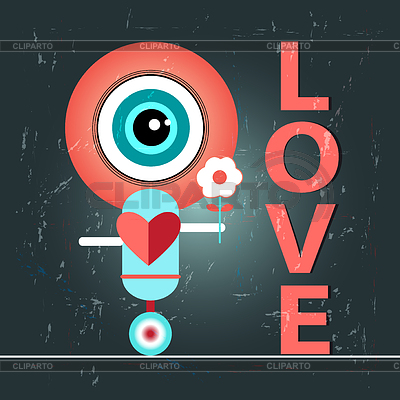 Amor divertido con el robot | Ilustración vectorial de stock |ID 5986670