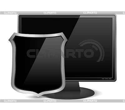 Computer monitor with black shield | Stock Vector Graphics |ID 3538364