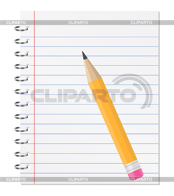 Papel de cuaderno con lápiz naranja | Ilustración vectorial de stock |ID 3669514