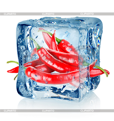 Ice Cube und Chilischoten | Foto mit hoher Auflösung |ID 3554902