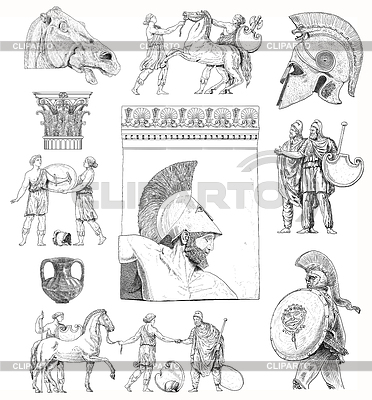 Ilustración griega conjunto griego | Ilustración de alta resolución |ID 3646596